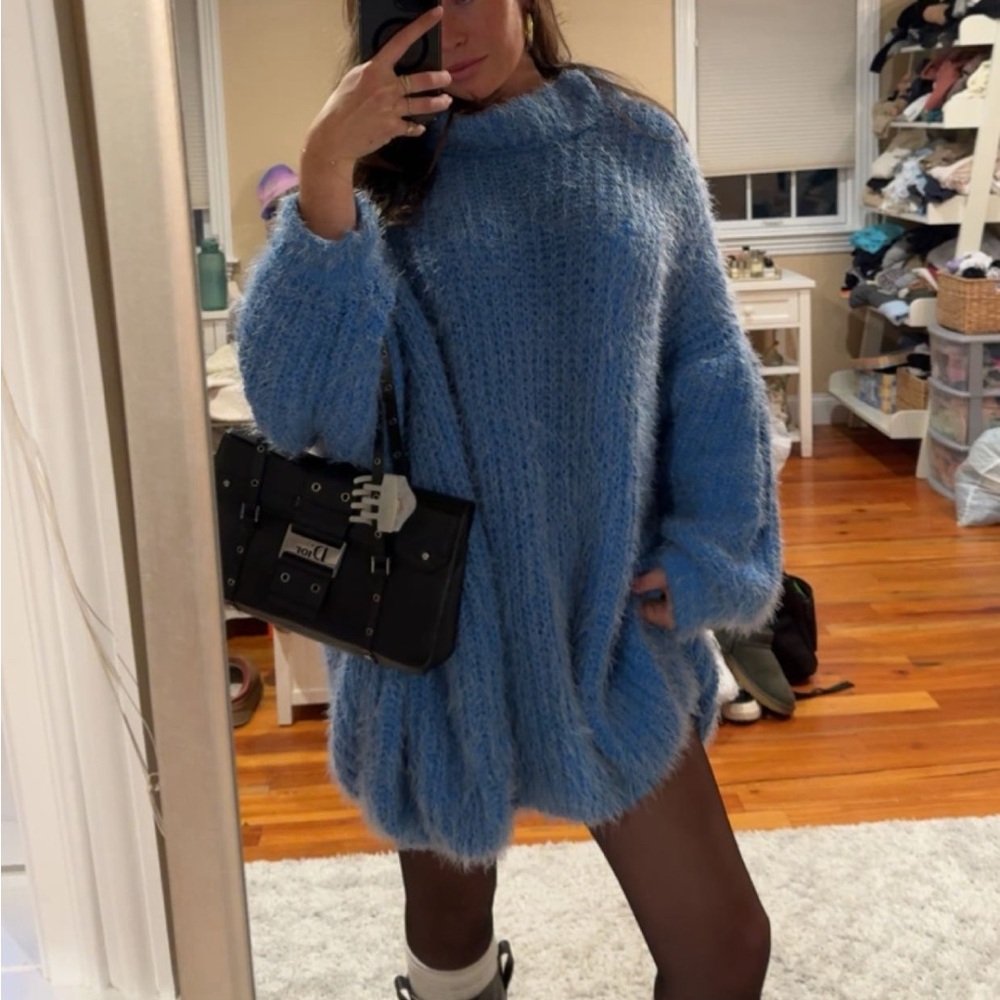 Free People Soft Blue Oasis Oversized Sweater